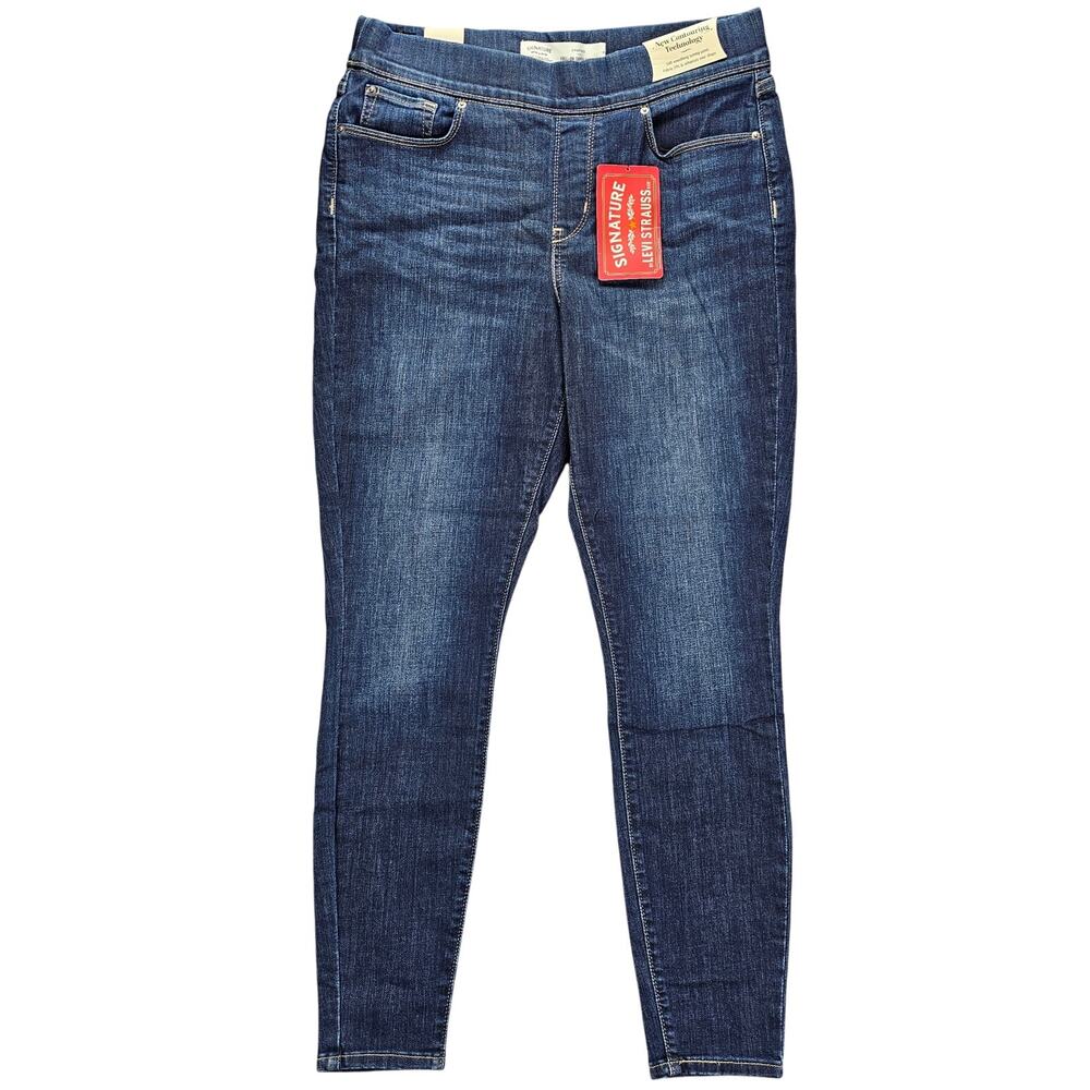 Signature Levi Strauss Shaping Jeans Womens 12 W31 Pull On Super Skinny NEW